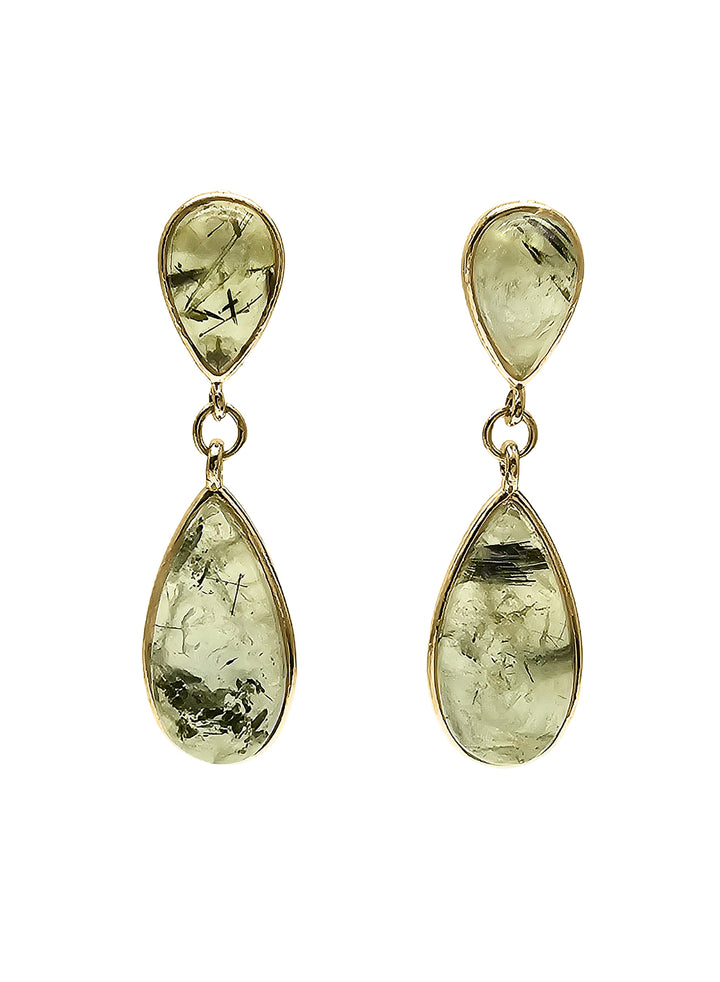 Teardrop Prehnite Drop Earrings RE011
