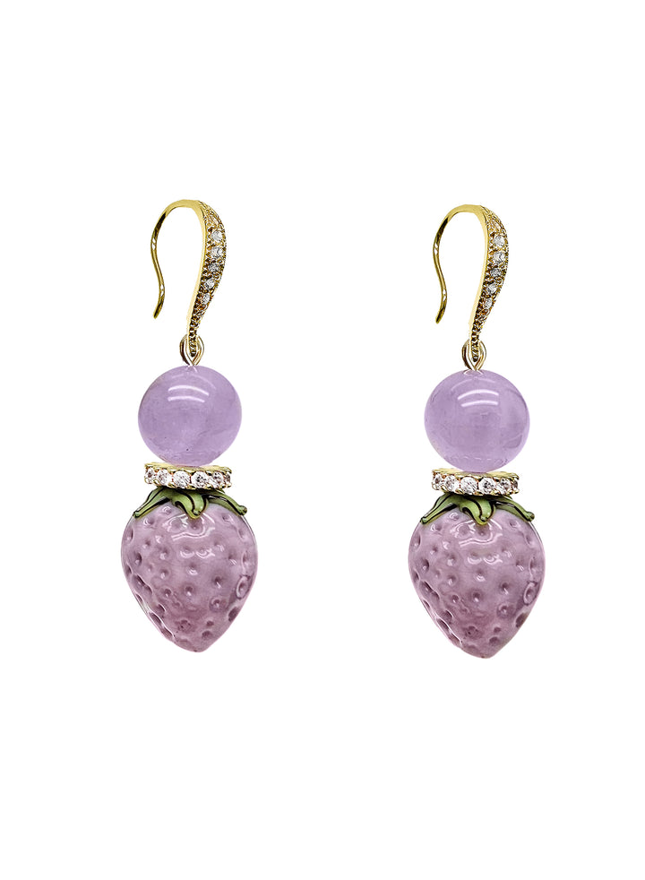 Amethyst Wth Purple Strawberry Earrings RE016