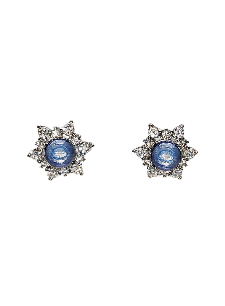 Flower Shaped Kyanite Stone Stud Earrings RE031