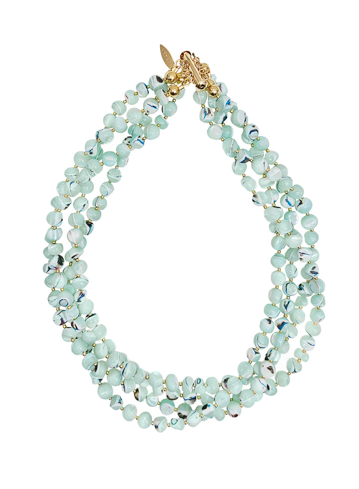 Multi layers green shell necklace RN006