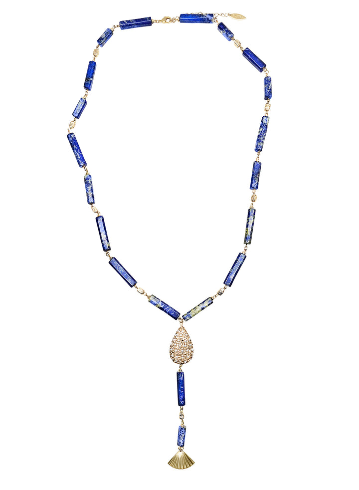 Lapis Y Shape With Tassel Necklace RN027