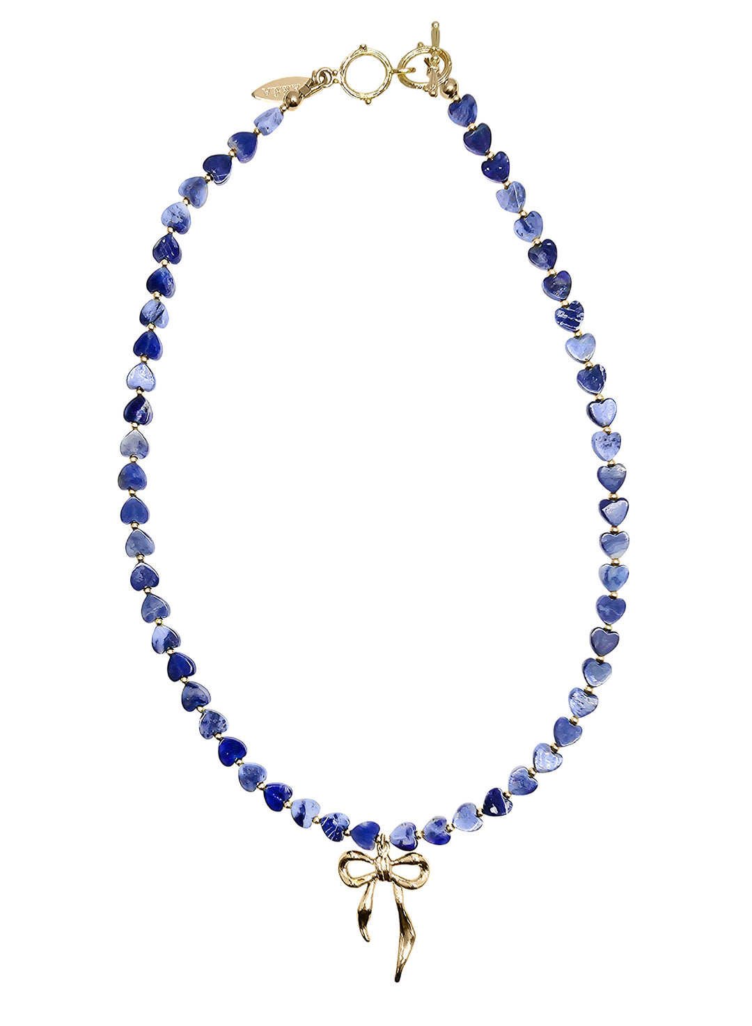 Heart Shaped Sodalite With Bow Pendant Necklace RN029