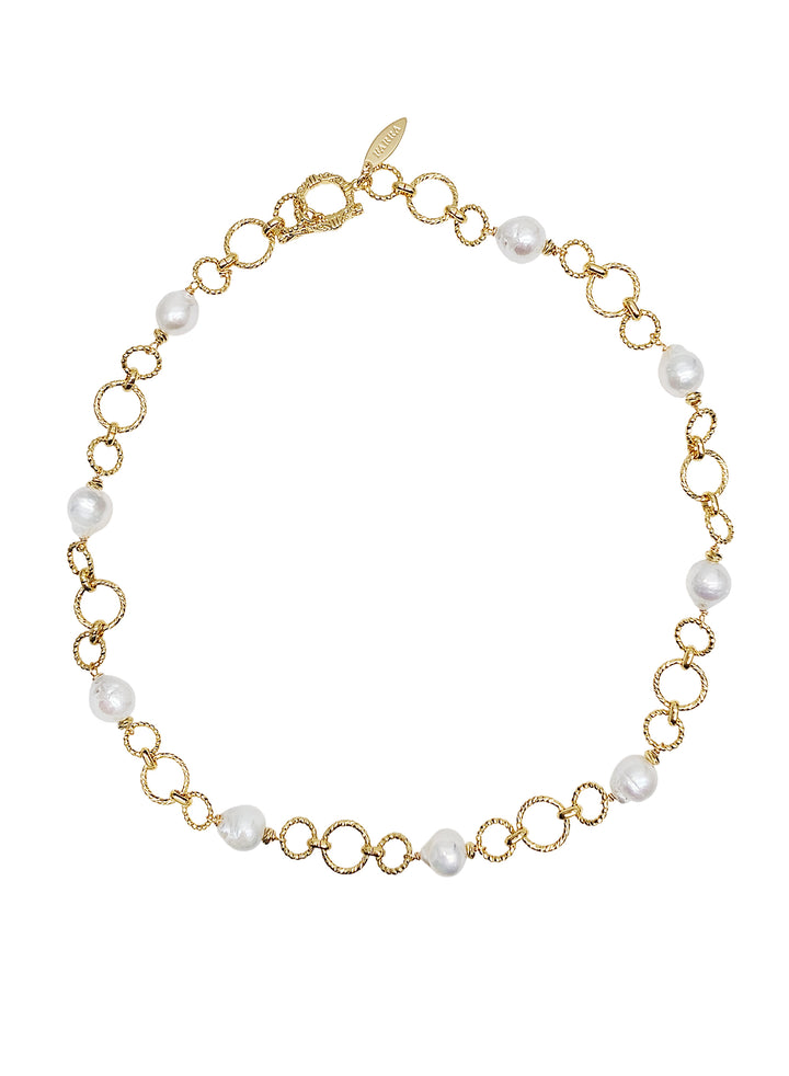 Irregular Freshwater Pearls With Chain Necklace RN038