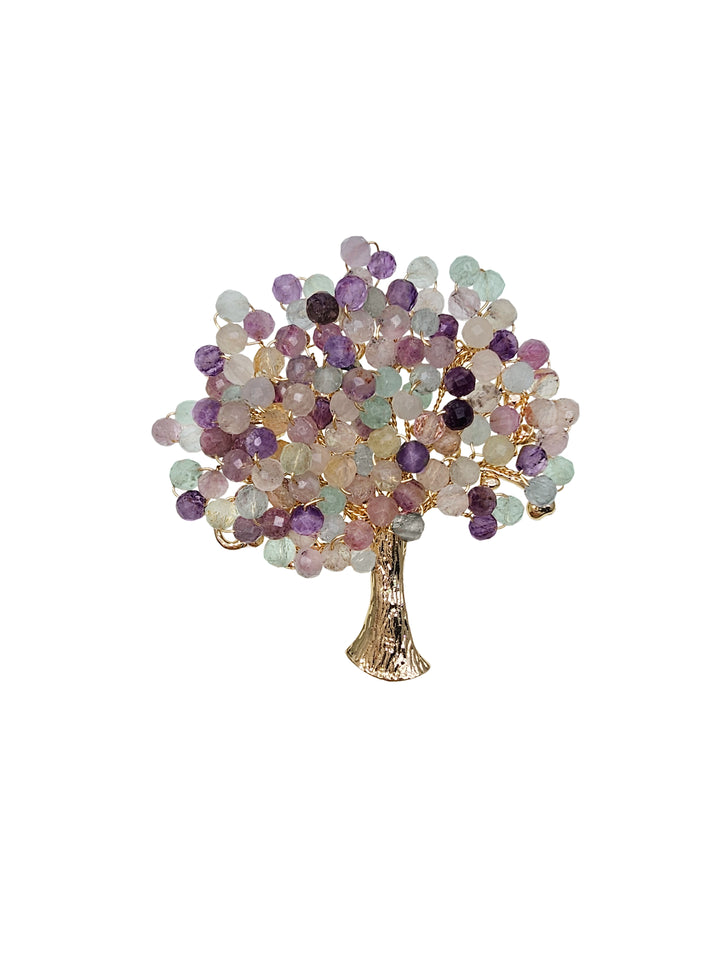Tree Shape Handcrafted Fluorite Brooch RP002