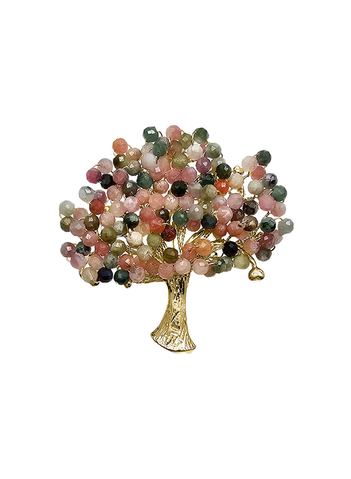 Tree Shape Handcrafted Tourmaline Brooch RP004