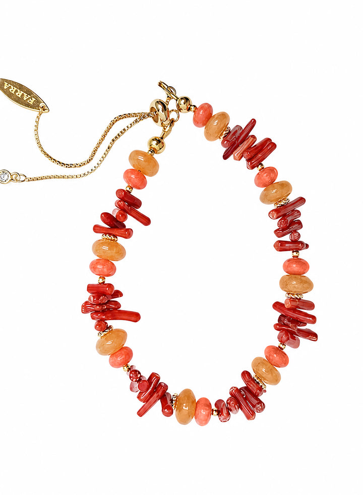 Bamboo Coral & Orange Aventurine Mixed Bracelet SB001