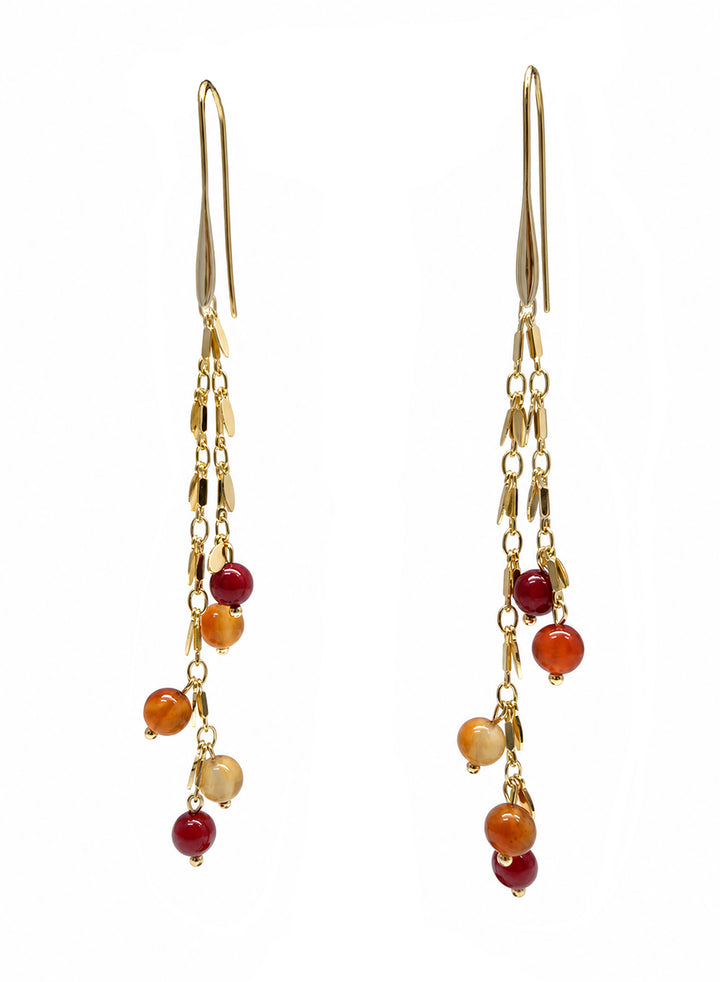 Red Bamboo Coral Orange Agate Drop Earrings SE004