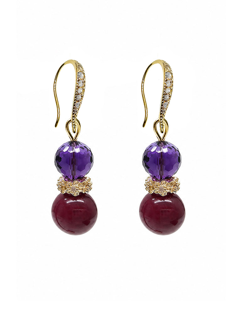 Purple Tone Sugilite With Amethyst Dangle Earrings SE006