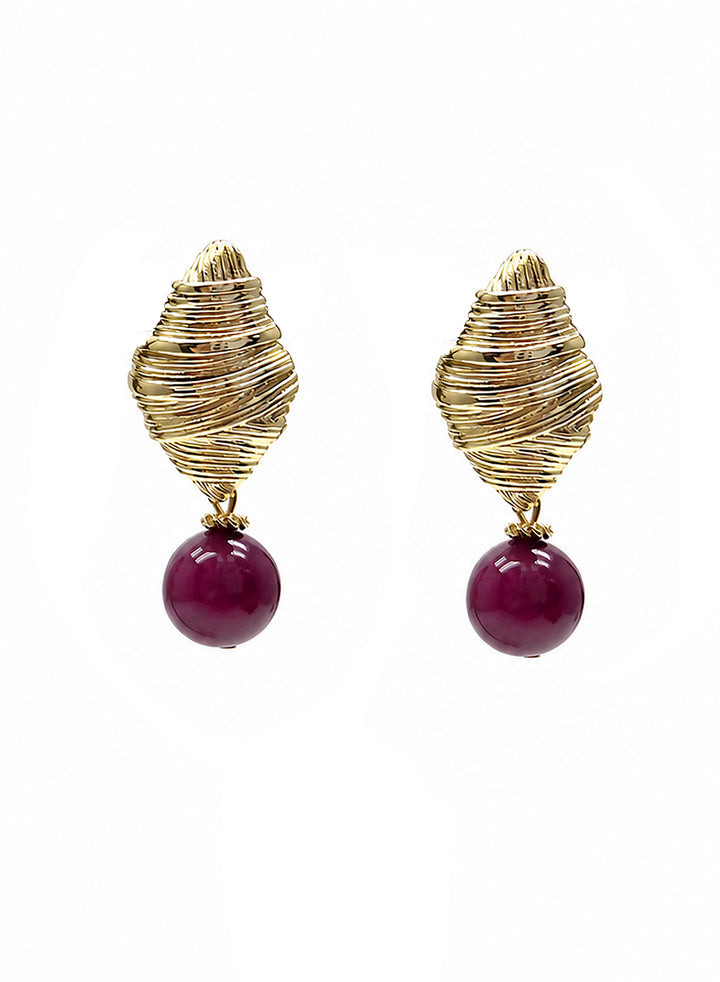 Sugilite Dangle Gold Stud Earrings SE007