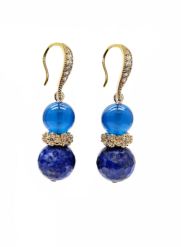 Blue Lapis And Agate Earrings SE014