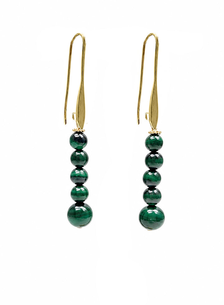 Malachite Beaded Threader Earrings SE016
