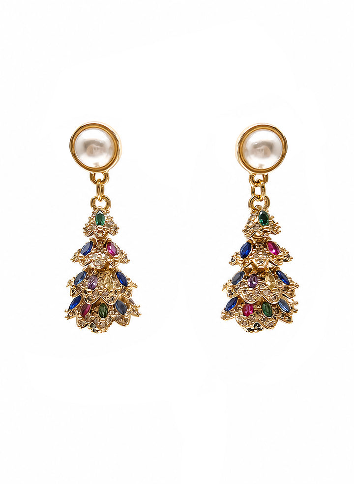 Christmas Dangle With Pearl Stud Earrings SE022