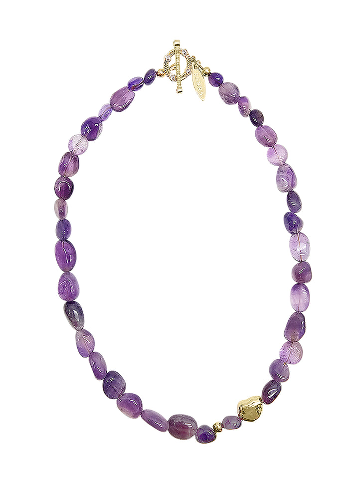 Irregular Amethyst Minimalist Necklace SN009