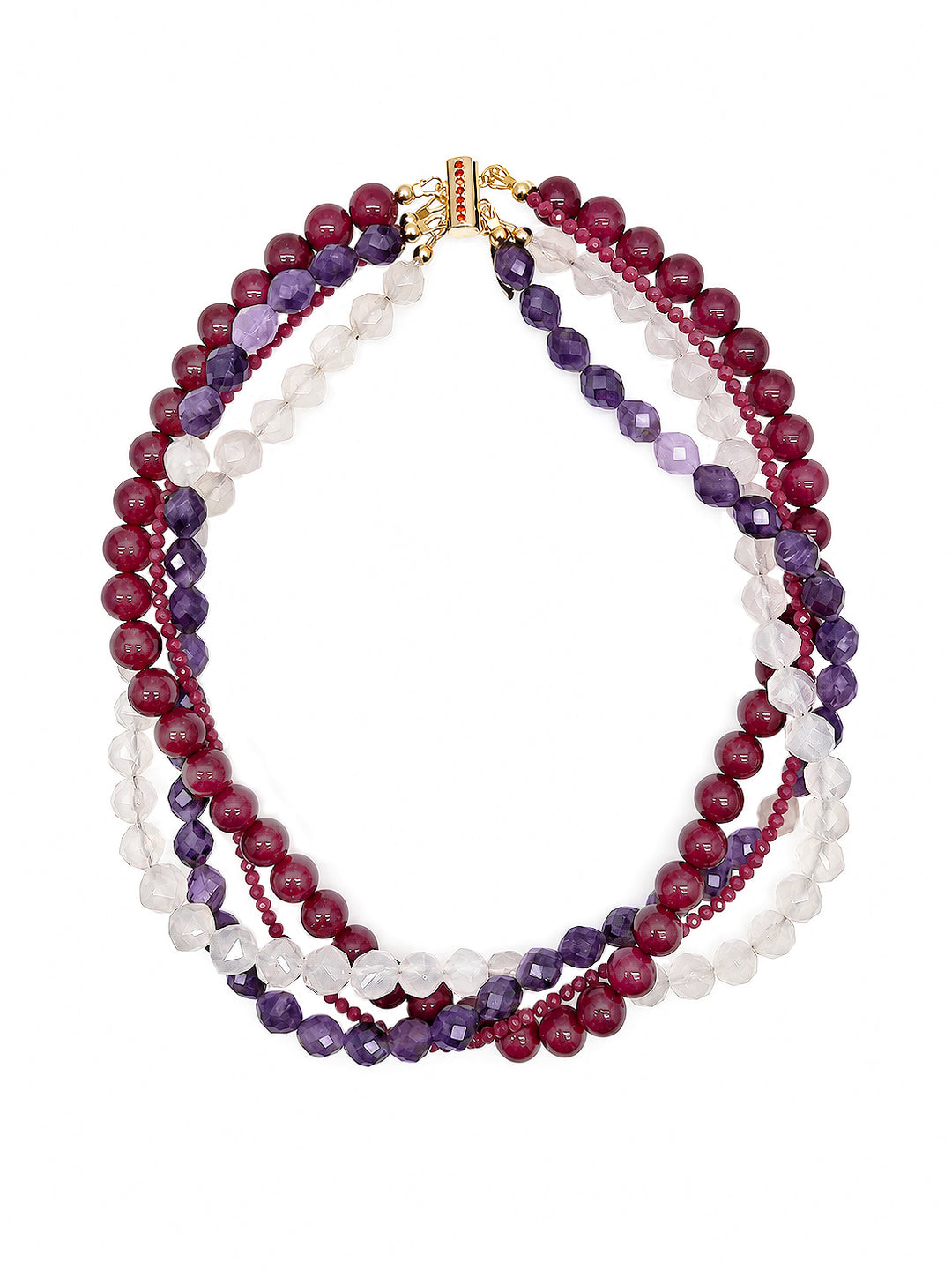 Purple Gemstone Multi-layers Chunky Necklace SN012