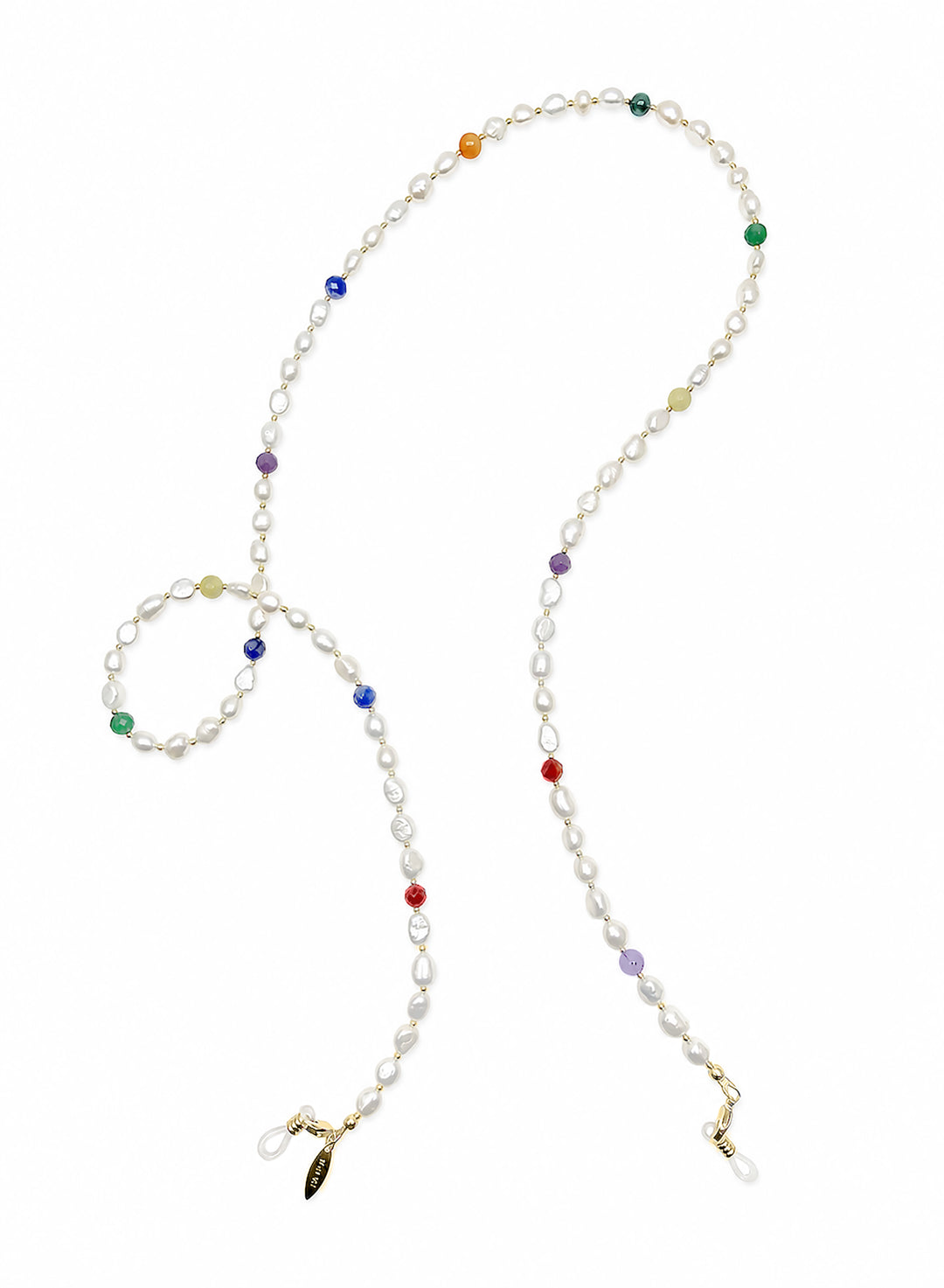 Freshwater Pearl With Colorful Gemstone Eye Glasses Chain SN042