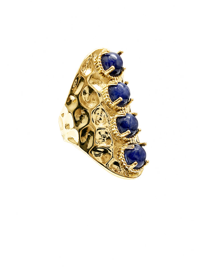 Vintage Style Lapis Stone Chunky Ring Adjustable SR006