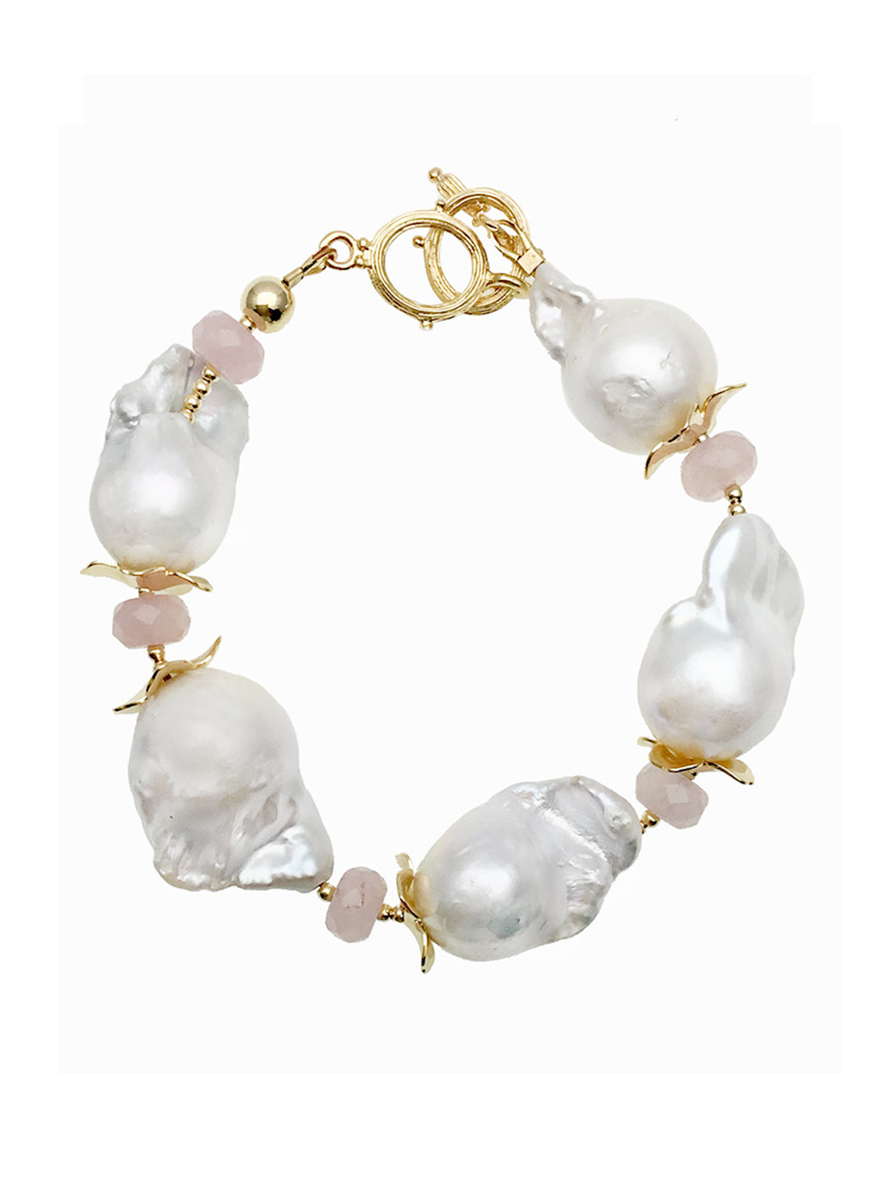 Baroque Pearls & Rose Quartz Bracelet DB206 - FARRA