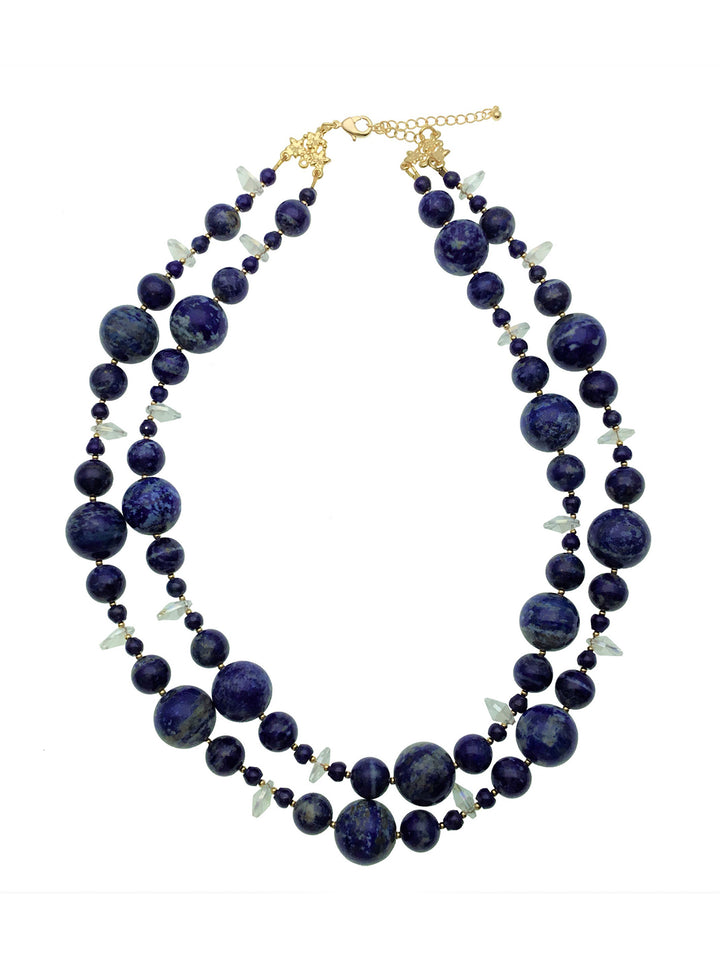 Nugget Lapis Double Strands Necklace DN207 - FARRA