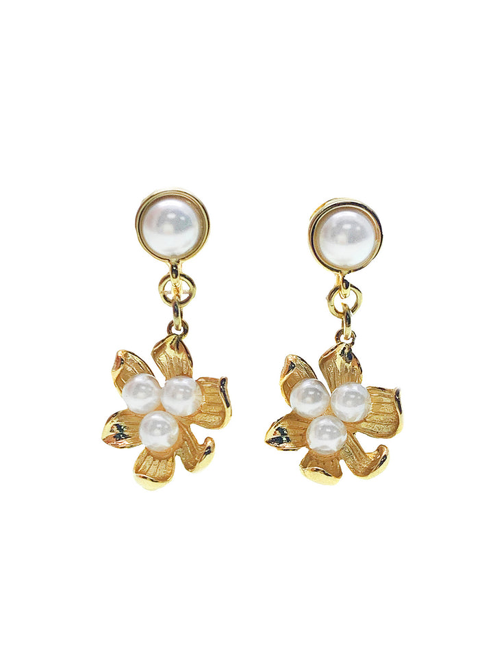 Freshwater Pearls Floral Charm Clip On Earrings HE006 - FARRA