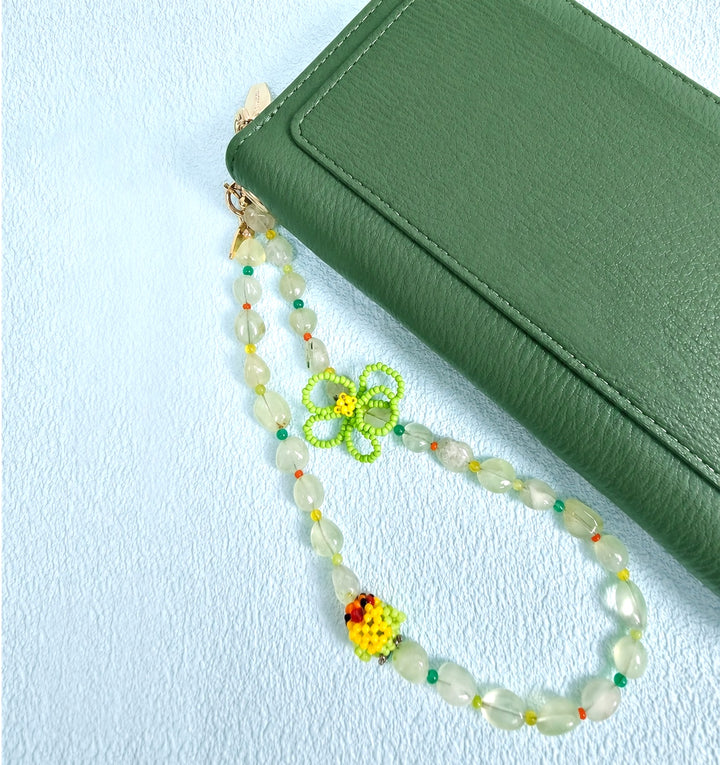 Handcrafted Bird Natural Prehnite Phone Strap PC123