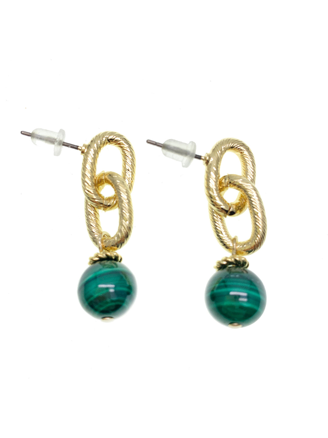 Malachite Chain Minimalist Earrings GE013 - FARRA