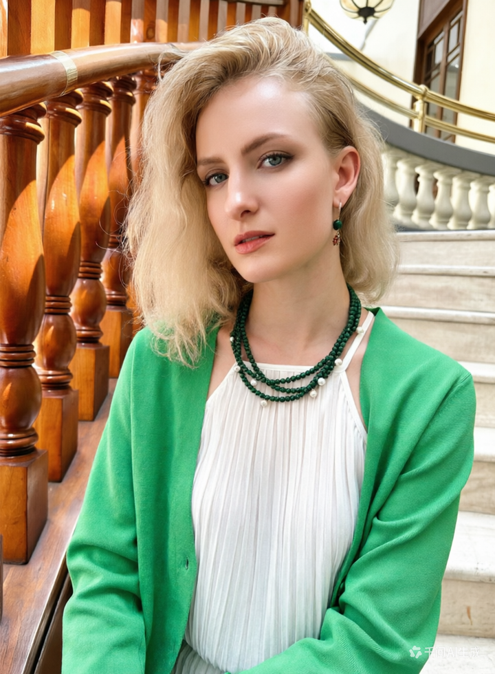 Collier triple brins malachite et perles d'eau douce KN028