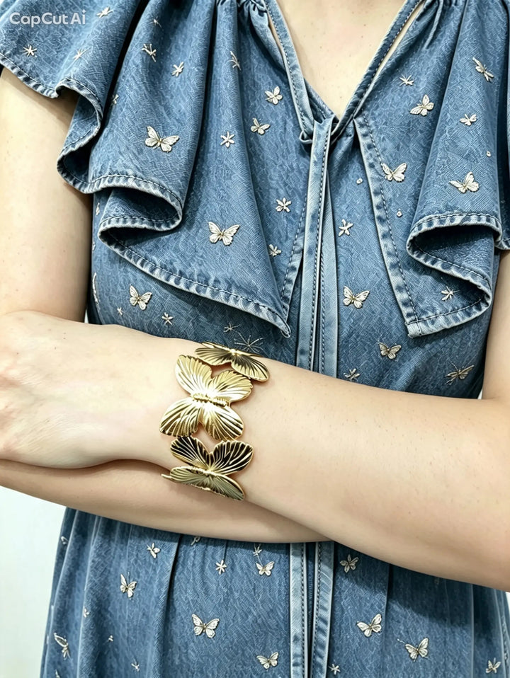 Gold Plated Butterfly Chunky Bangle SB004