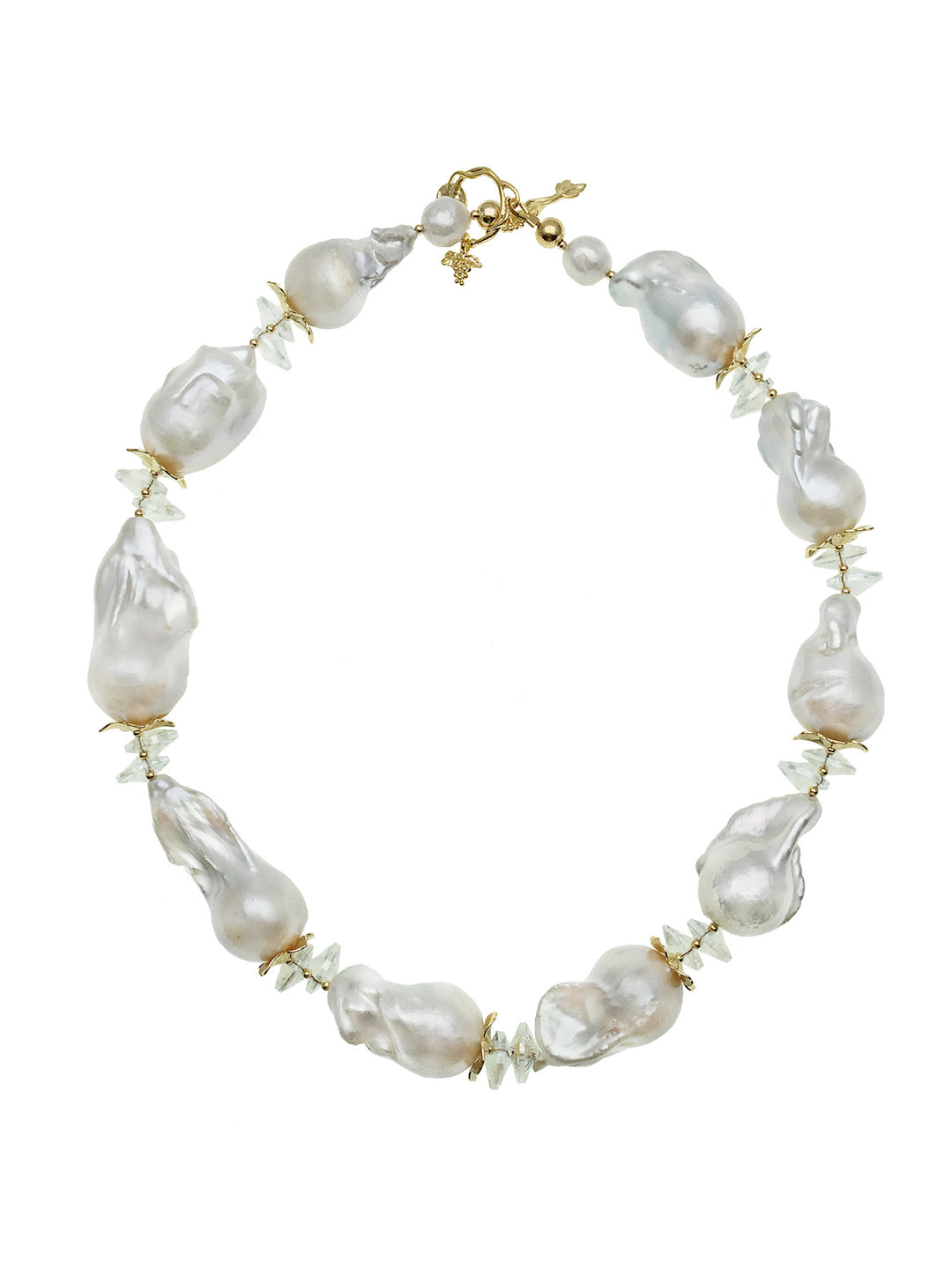 Baroque Pearls & White Crystals Statement Necklace CN036 - FARRA