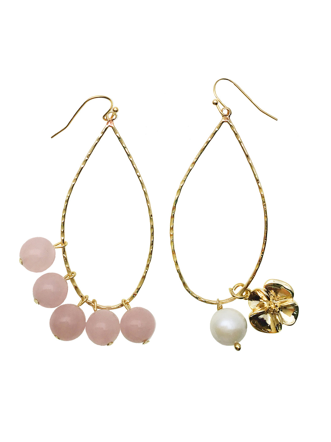 Rose Quartz & Freshwater Pearl Over Sized Earrings DE216 - FARRA