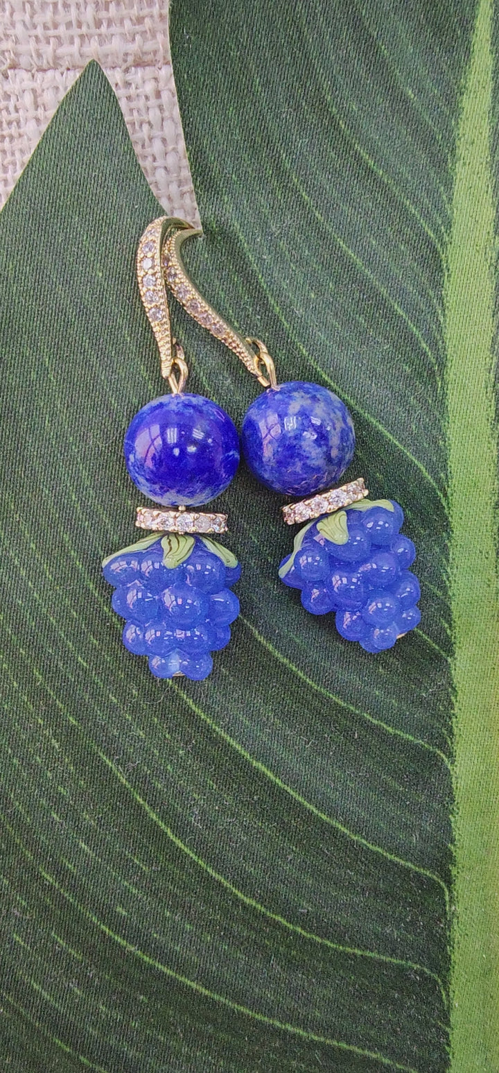 Lapis Lazuli With Blue Raspberry Earrings NE029