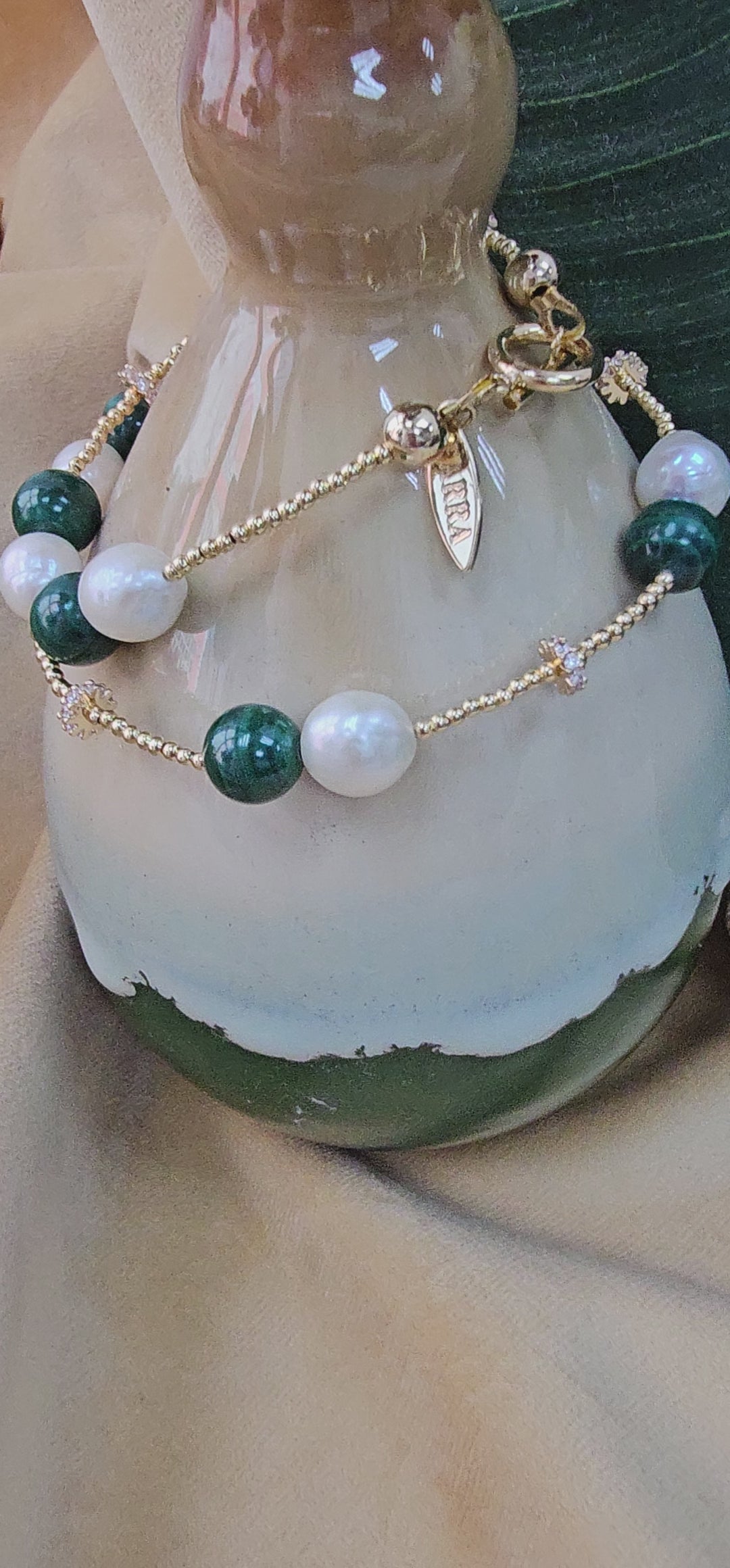 Malachite With Freshwater Pearls Versatile Choker / Bracelet NN036