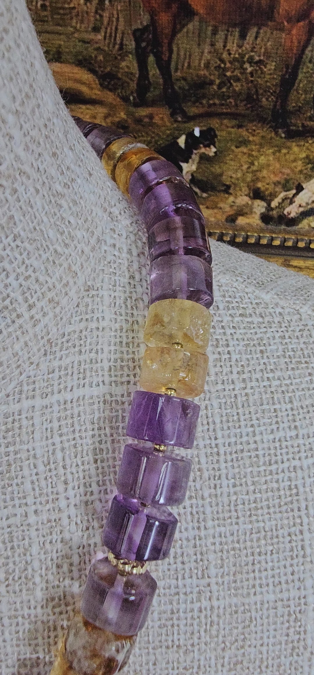 Citrine & Amethyst With Baroque Peals Necklace NN019