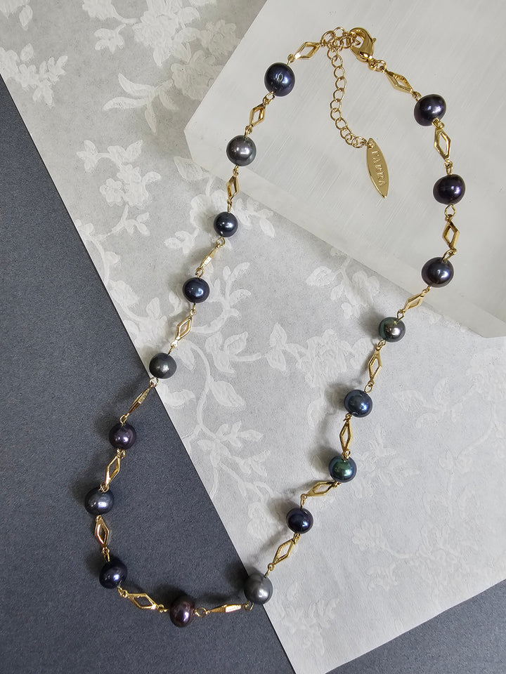 Purple Natural Pearls Minimalist Necklace NN006