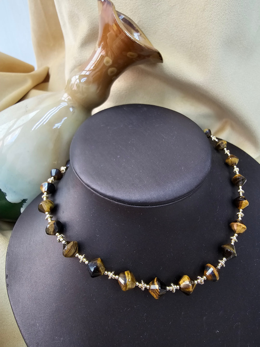 Tiger Eye Stone Minimalist Choker Necklace NN024