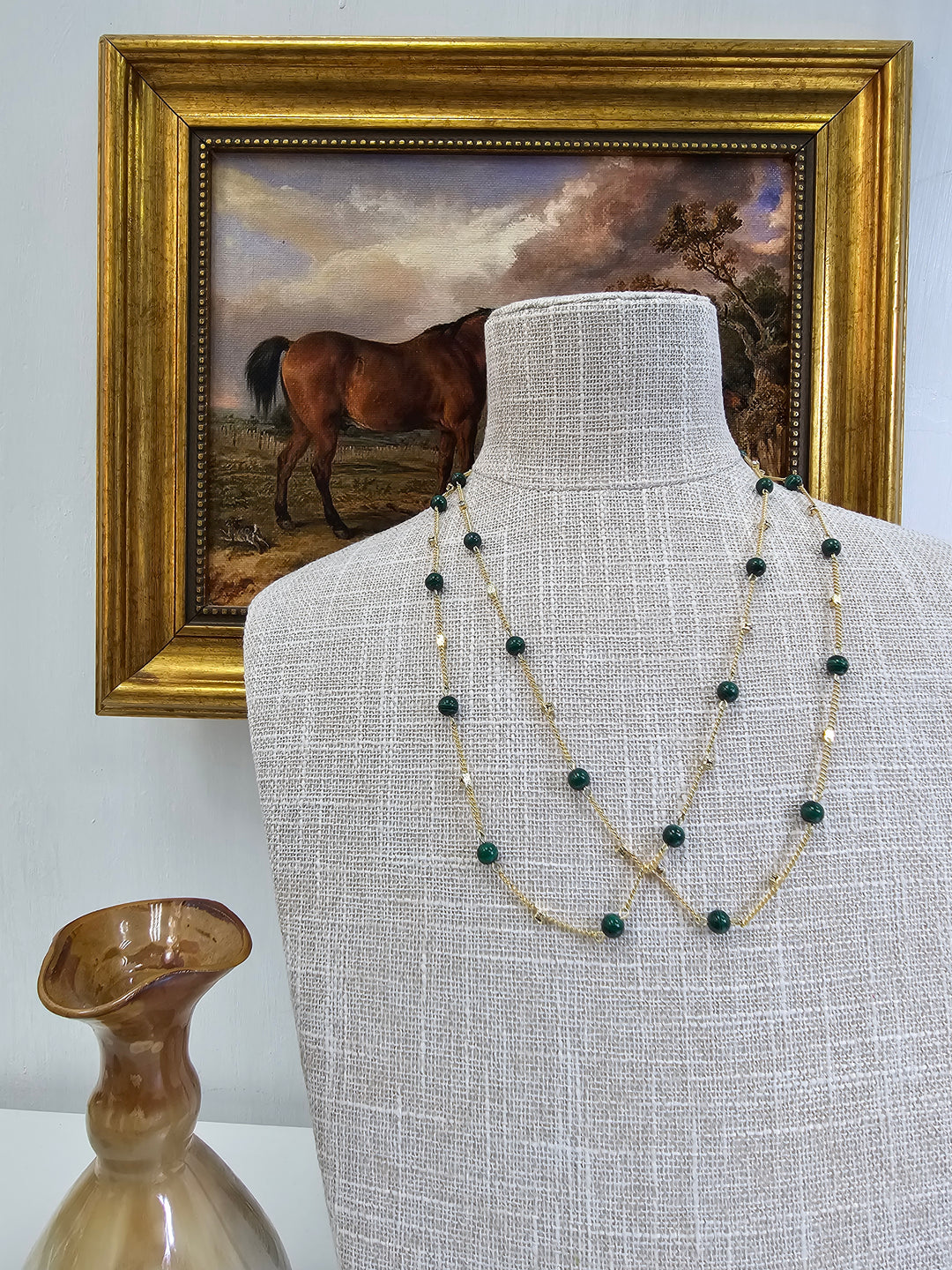 Malachite Minimalist Long Necklace NN030