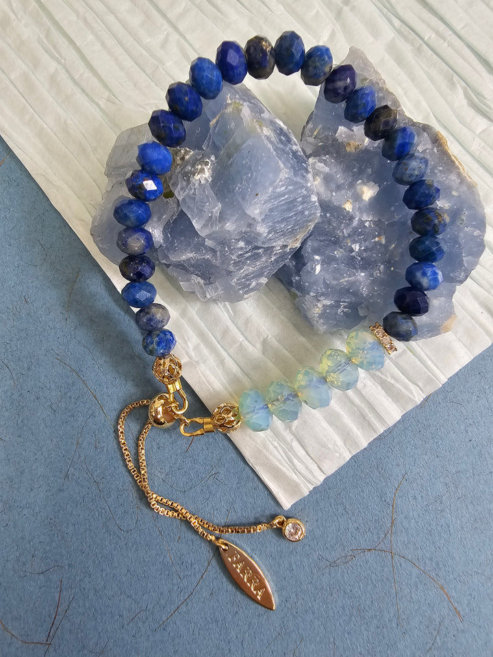 Natural Lapis With Opal Adjustable Bracelet NB016