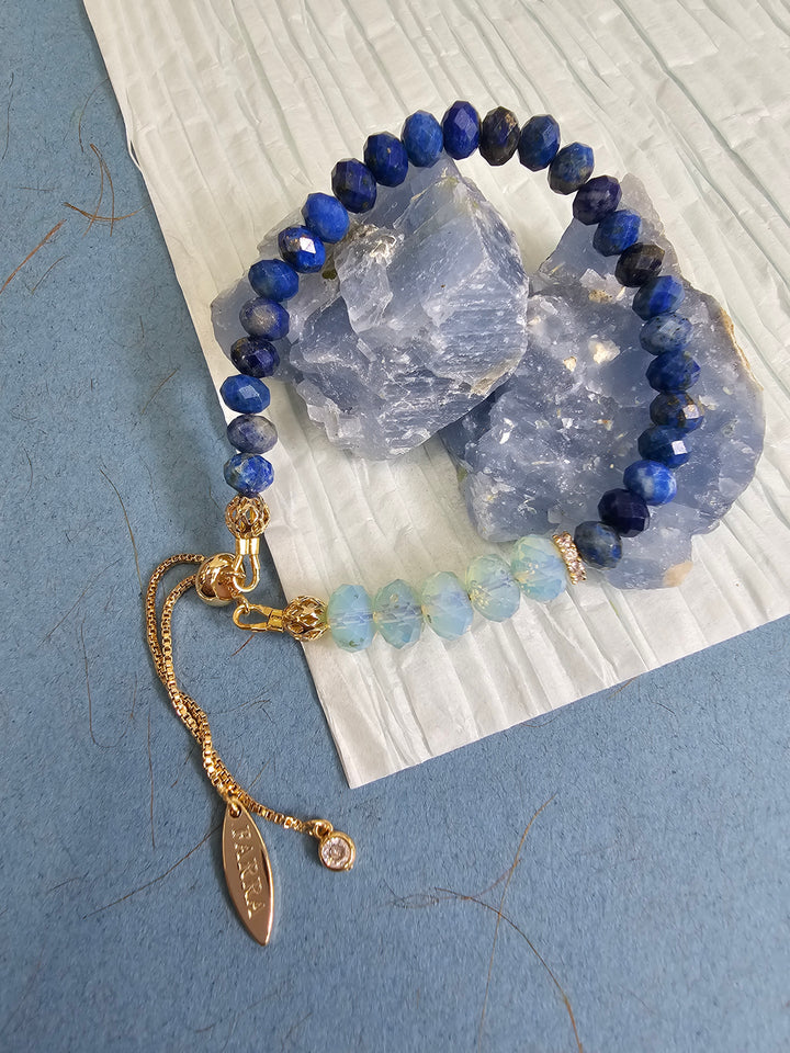 Natural Lapis With Opal Adjustable Bracelet NB016