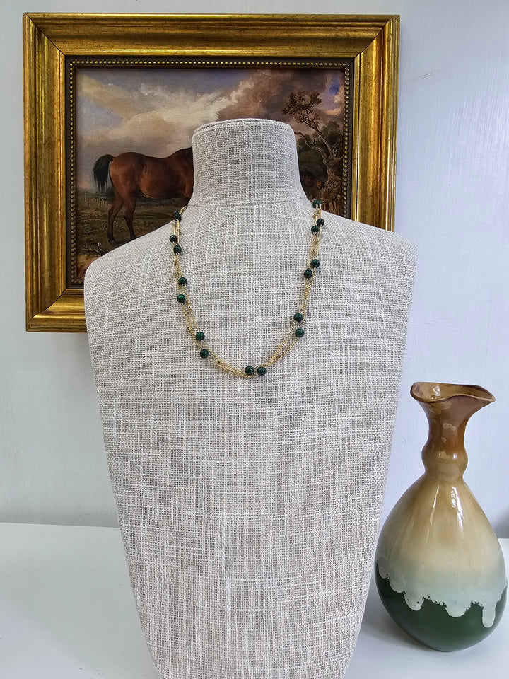 Malachite Minimalist Long Necklace NN030