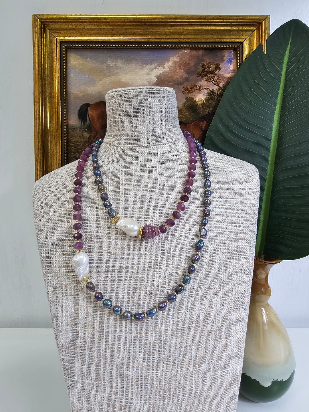 Purple Pearls With Agate And Baroque Pearls Long Necklace NN022