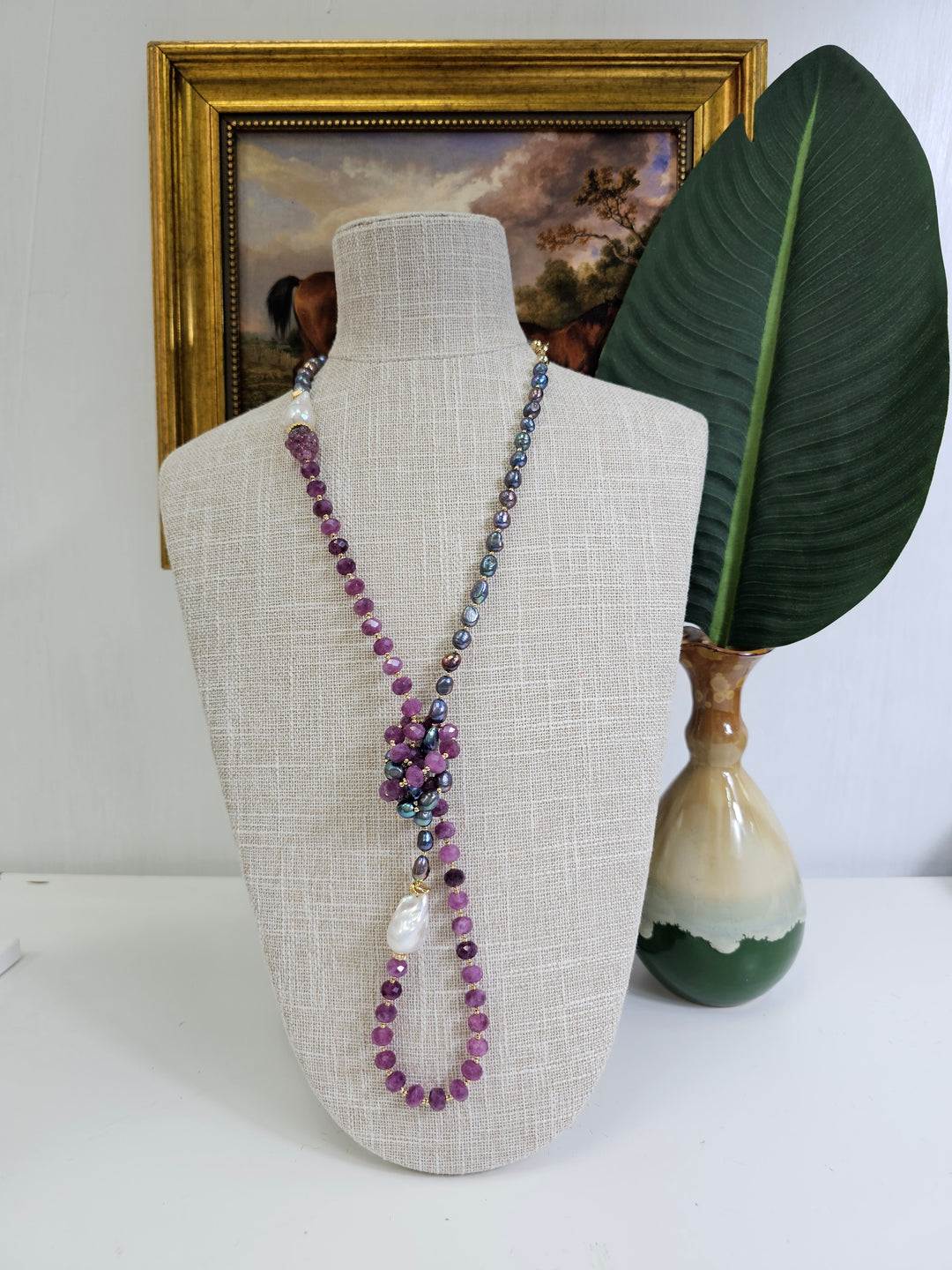 Purple Pearls With Agate And Baroque Pearls Long Necklace NN022