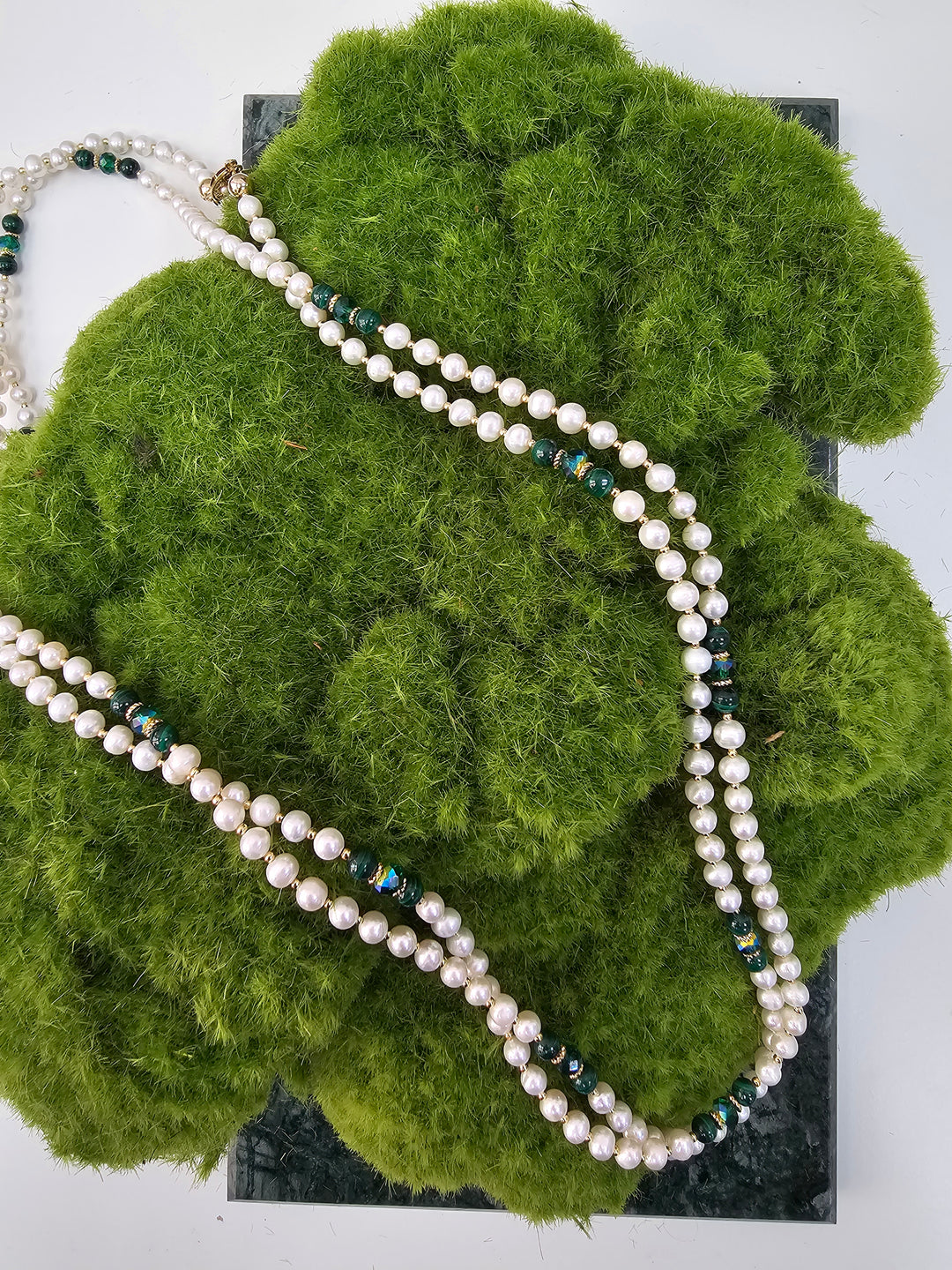 Malachite With Freshwater Pearls Versatile Long Necklace NN035