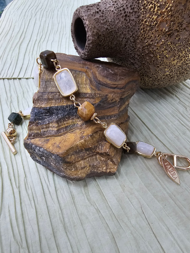 Brown Tiger Eye Stone With Moonstone Bracelet NB010