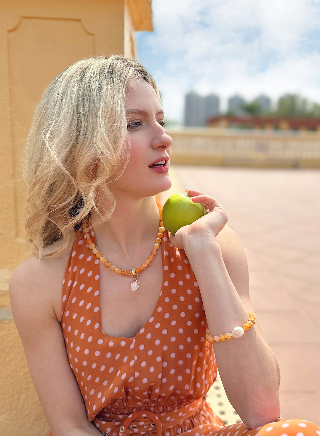 Agete strawberry nacklace, pendant, orange nacklace