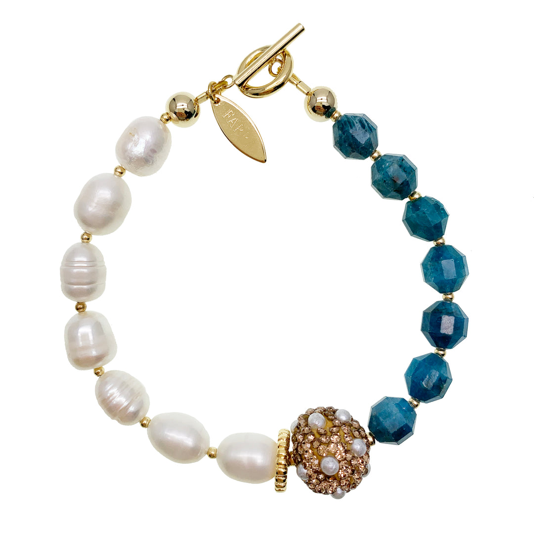 Apatite With Freshwater Pearls Bracelet GB002 - FARRA