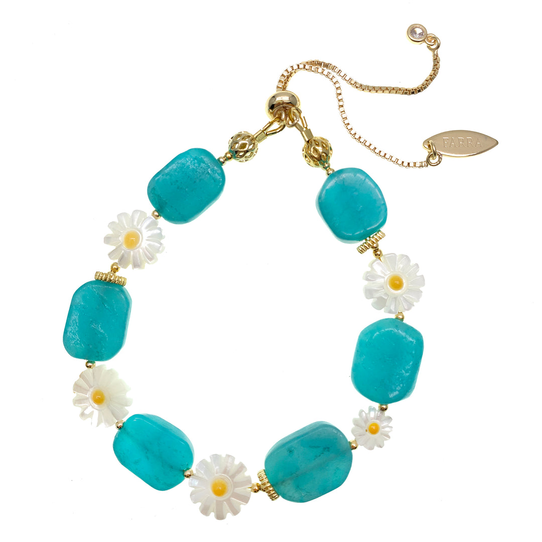 Amazonite With Floral Charms Bracelet GB008 - FARRA