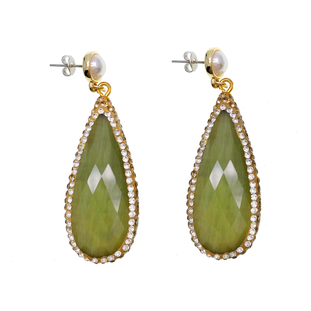 Cat's Eye Tear Drop Earrings GE008 - FARRA