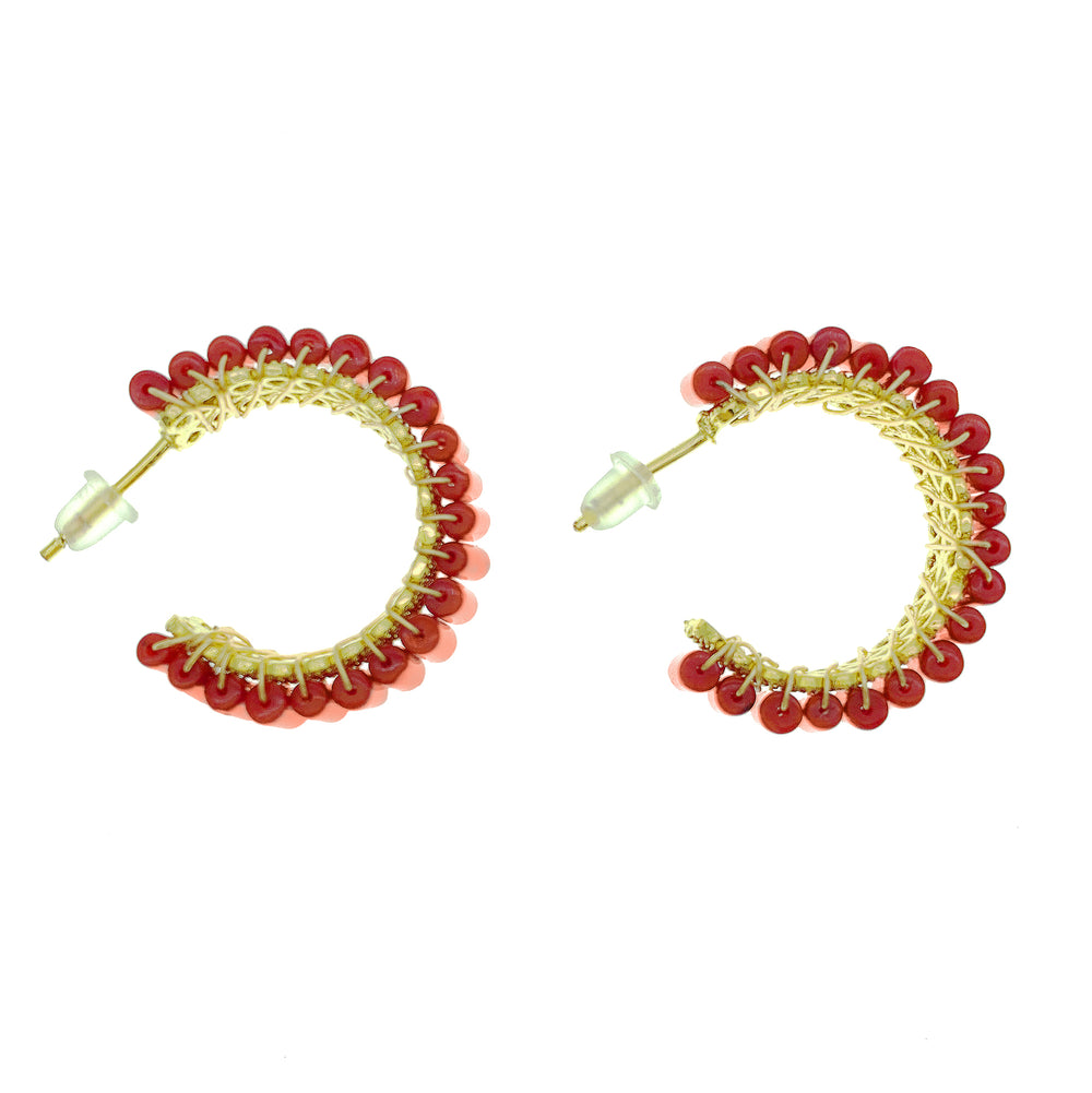 Red Coral Stud Earrings HE023 - FARRA