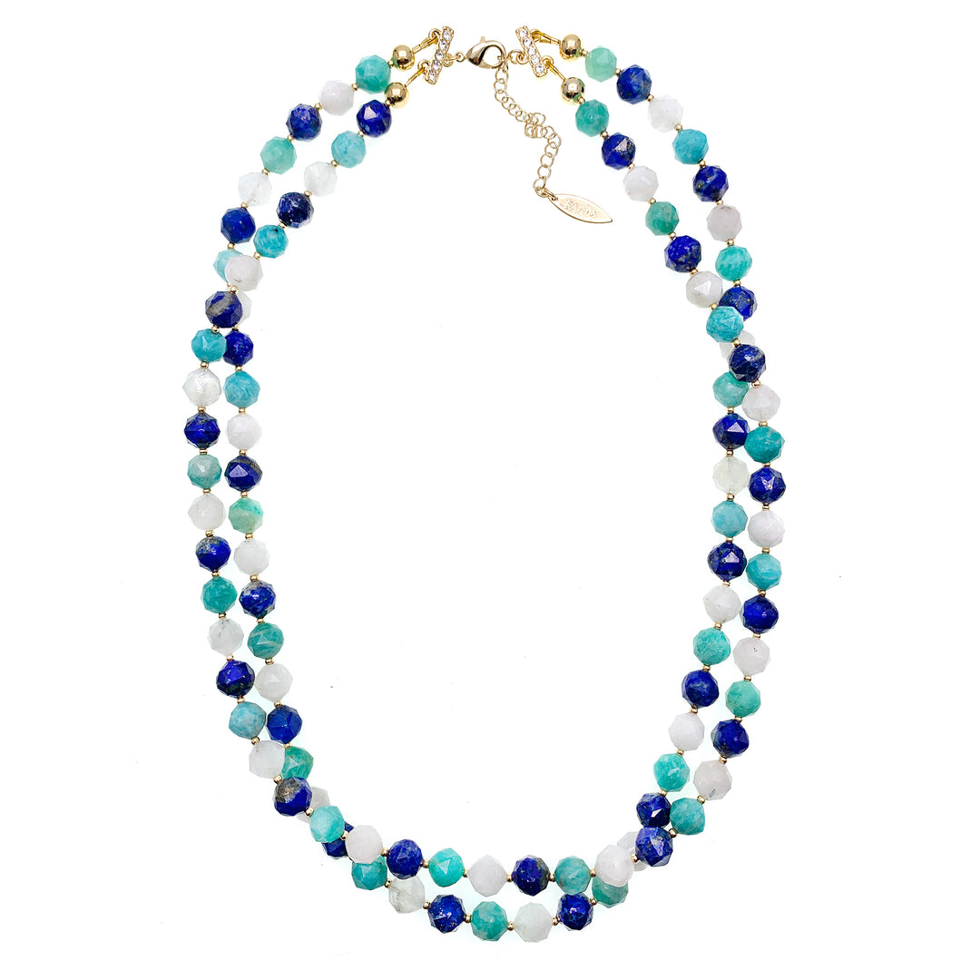 Mix Colors Double Strands Gemstone Necklace HN003 - FARRA