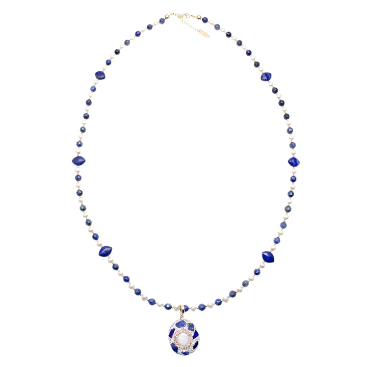 Freshwater Pearls With Lapis And Sodalite MuIti-way Necklace HN005 - FARRA