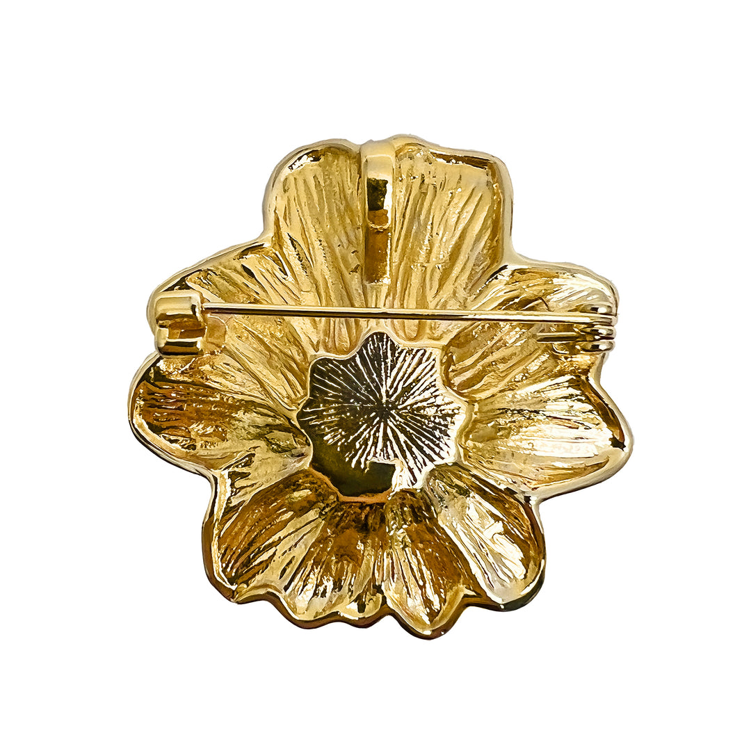 Gold Flower Setting With White Baroque Pearl Multi-way Brooch / Pendant HP001 - FARRA